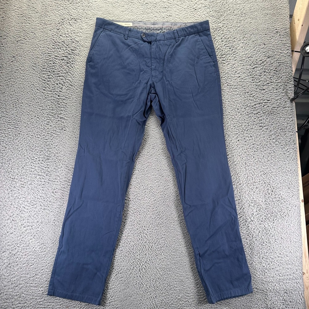 Ballin Pima Pant Men's‎ 38x34 Blue Cotton Chino Straight Preppy Business Stretch